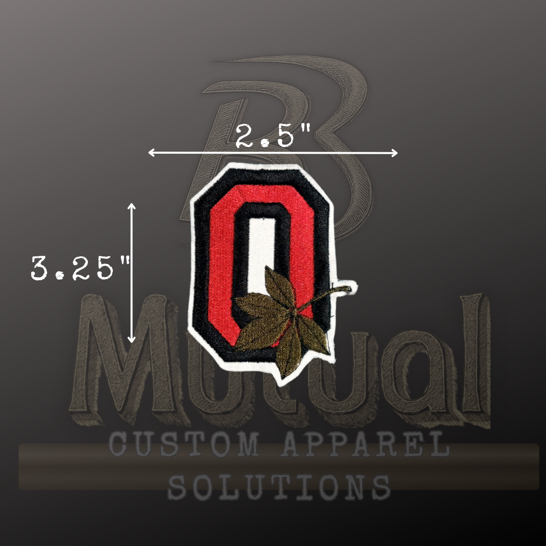 Block O Buckeye Leaf Embroidered Patch